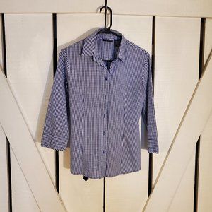 NY & Co Blue & White Checkered Button Up - Sz M